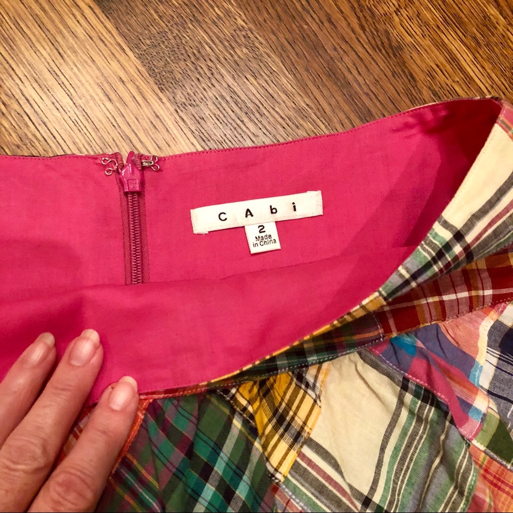 CAbi Multicolor Patchwork Plaid Midi Skirt - Picture 2 of 3